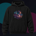 Velvet Circuit Amphitheater original KOSVYRE design on a black hoodie against a graphite studio background