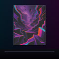 Velvet RGB Canyon original KOSVYRE poster displayed in a dark psychedelic gallery setting