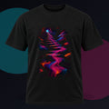 Velvet Signal Stair original KOSVYRE design on a black graphic tee against a graphite studio background