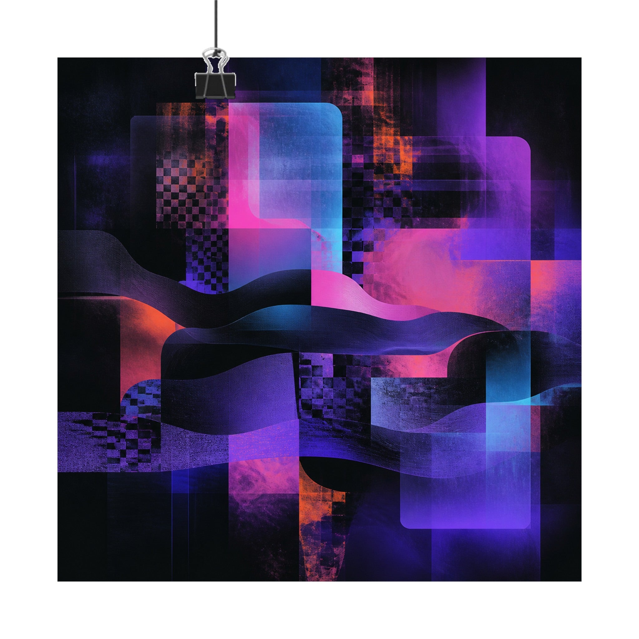 Velvet Static Memory original KOSVYRE art print displayed with binder clips