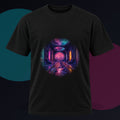 Velvet Transit original KOSVYRE design on a black graphic tee against a graphite studio background