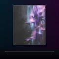 Violet Archive of Rain original KOSVYRE poster displayed in a dark psychedelic gallery setting