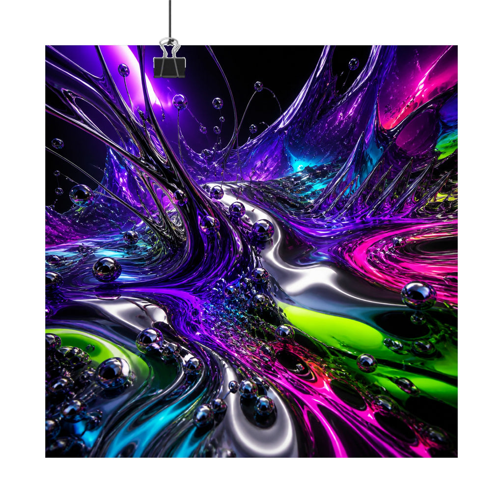 Violet Ferrofluid Garden original KOSVYRE art print displayed with binder clips