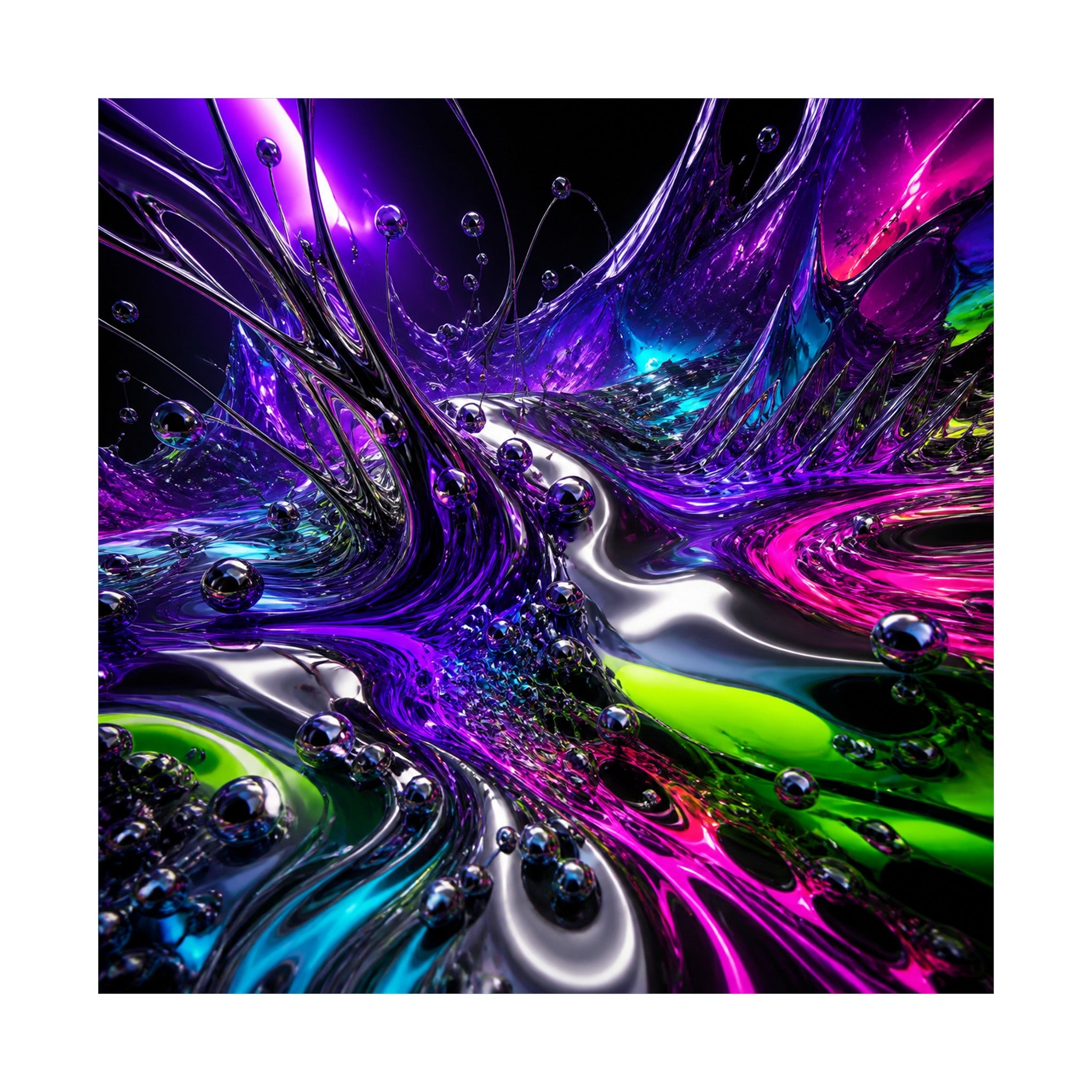 Violet Ferrofluid Garden original KOSVYRE art print shown on a clean white display