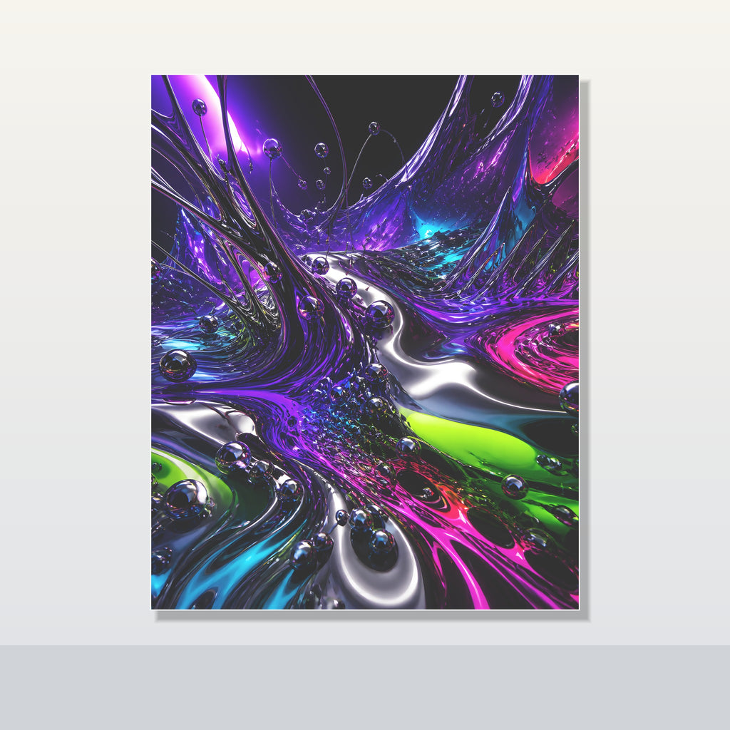 Violet Ferrofluid Garden original KOSVYRE poster shown on a clean unframed display