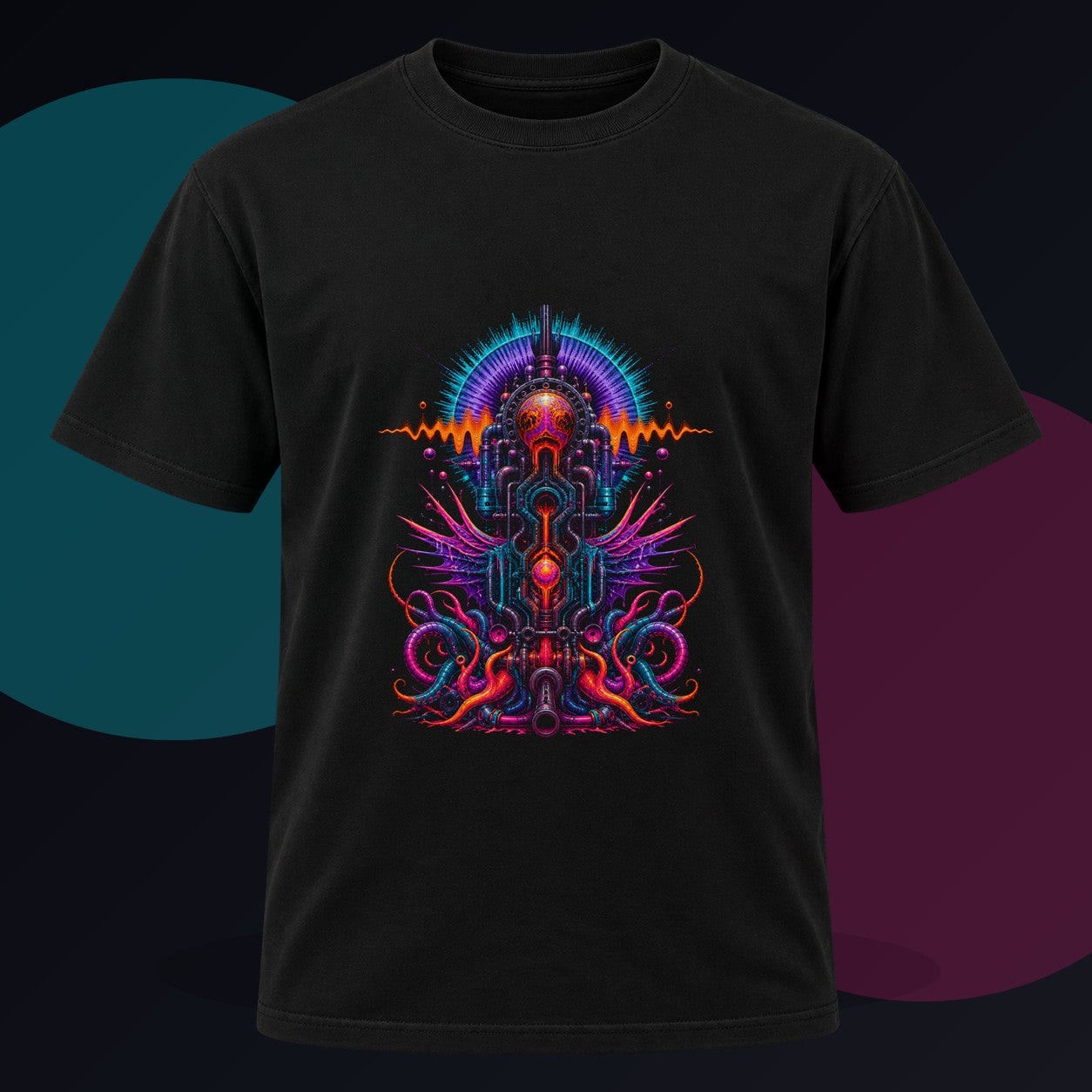 Wild Type Frequency original KOSVYRE design on a black graphic tee against a graphite studio background