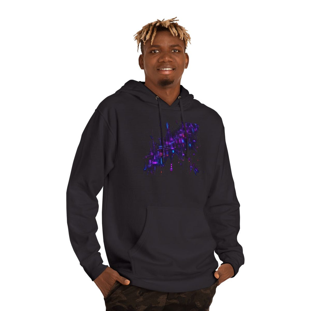 Ultraviolet Rookery KOSVYRE hoodie product mockup, person 2 front view