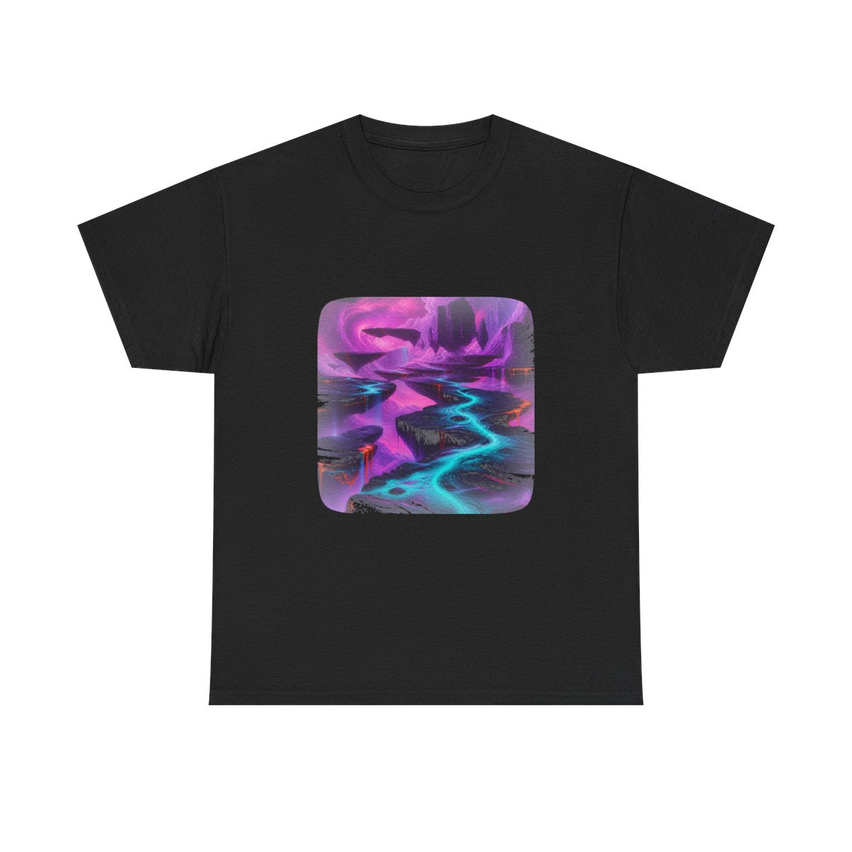 Ultraviolet Tectonic Garden KOSVYRE graphic tee product mockup, front view