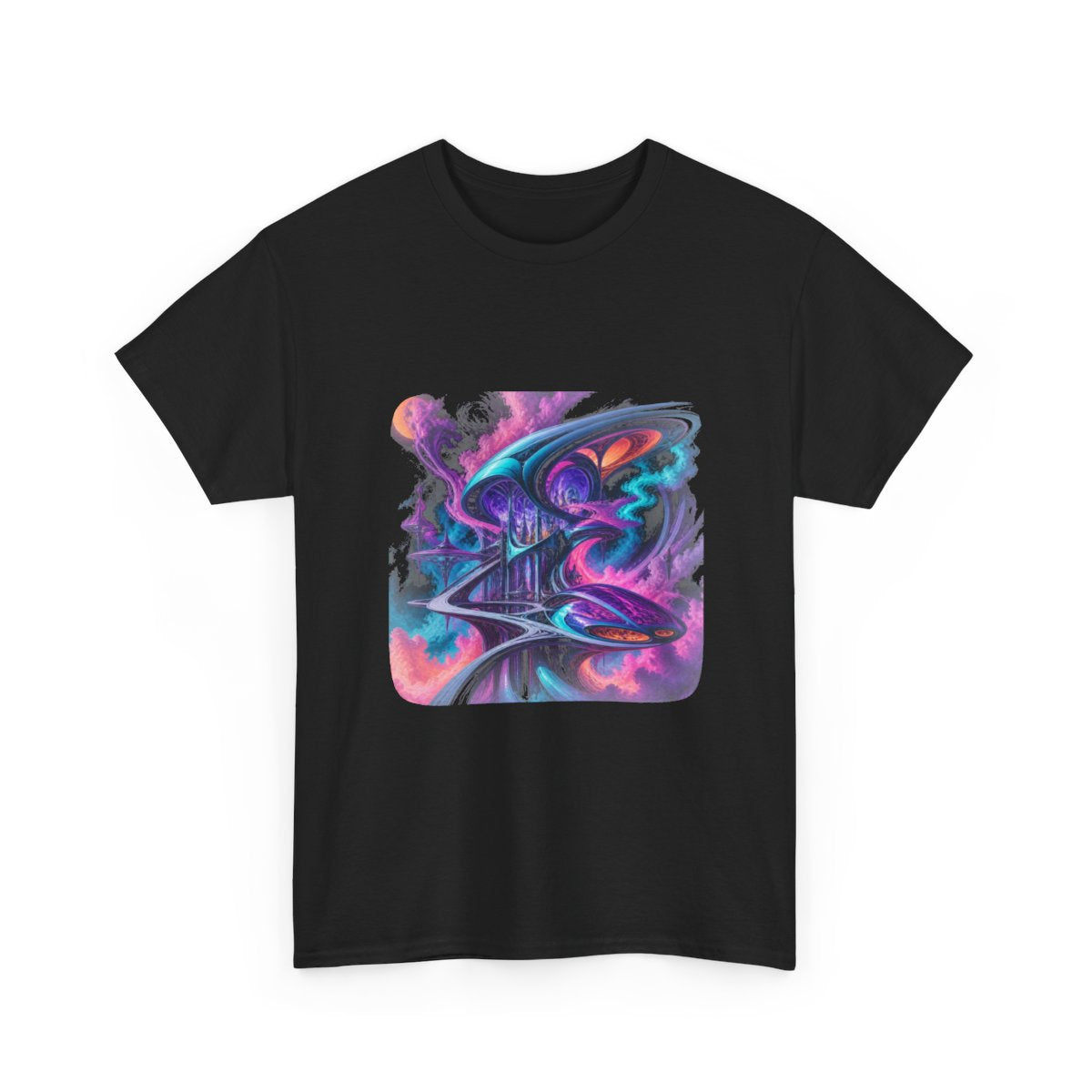 Vapor Arc Annex KOSVYRE graphic tee product mockup, alternate front view