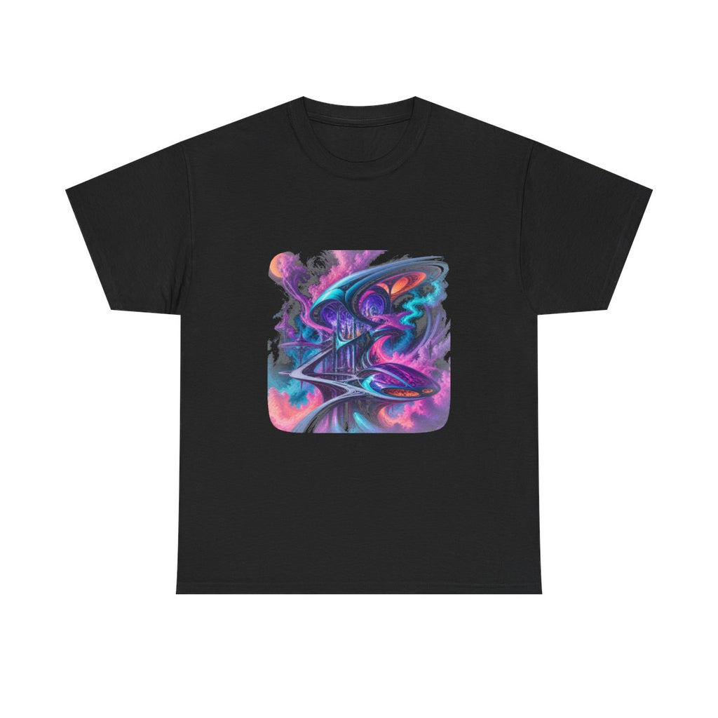 Vapor Arc Annex KOSVYRE graphic tee product mockup, front view