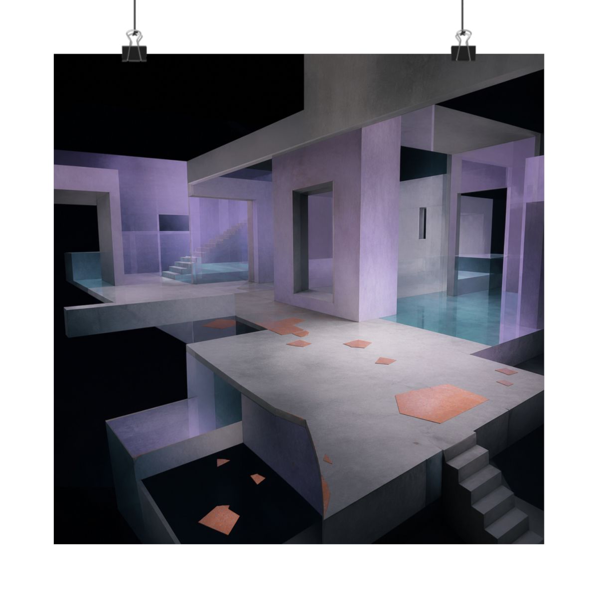 Vaporless Memory Hall KOSVYRE art print product mockup, alternate front view