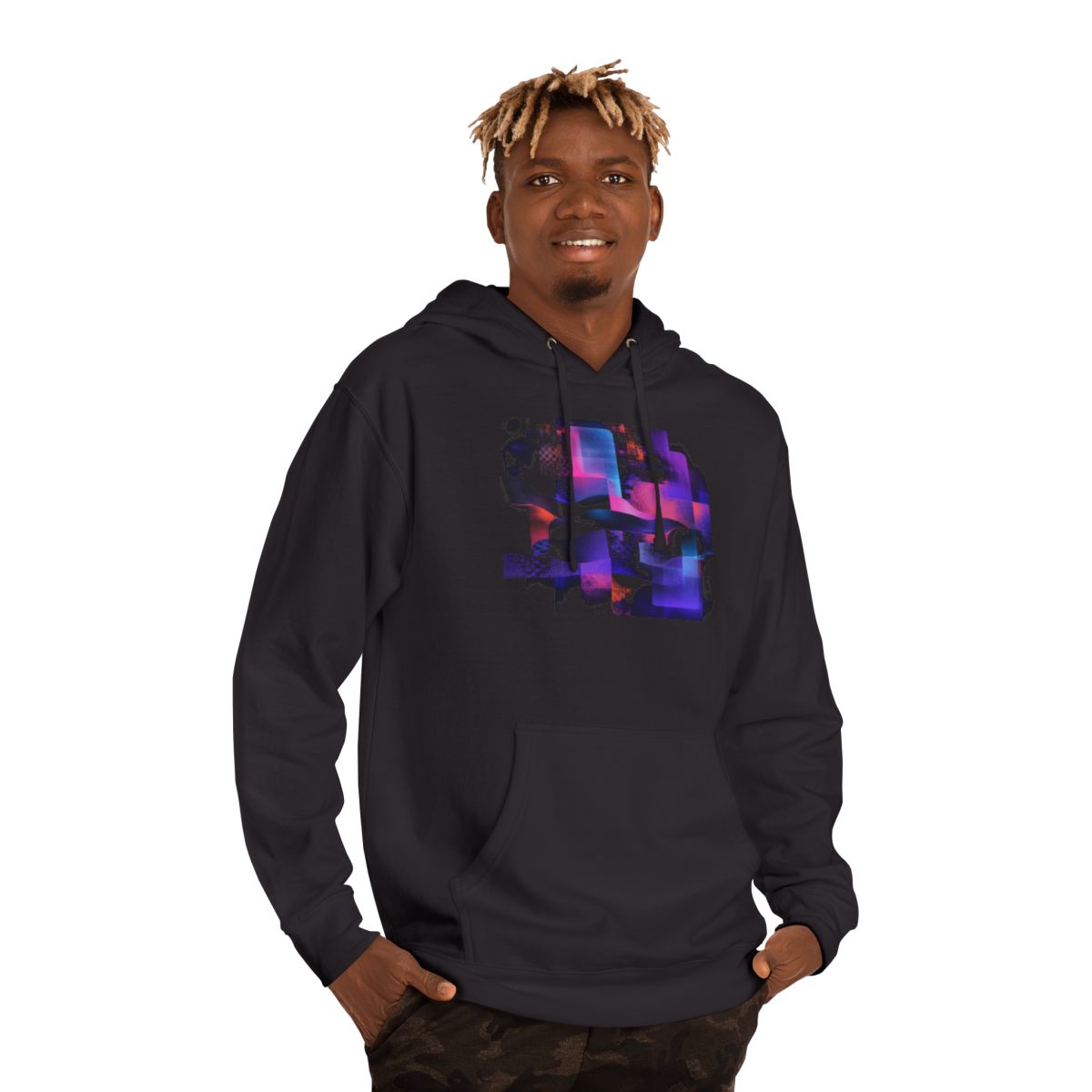 Velvet Static Memory KOSVYRE hoodie product mockup, person 2 front view