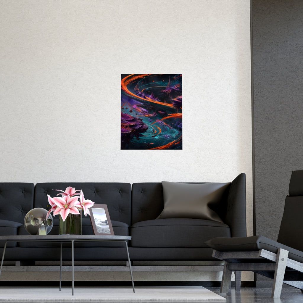 Vermilion Orbital Reef KOSVYRE poster product mockup, detail view