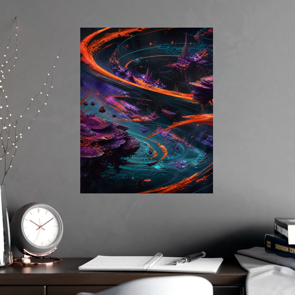 Vermilion Orbital Reef KOSVYRE poster product mockup, alternate view