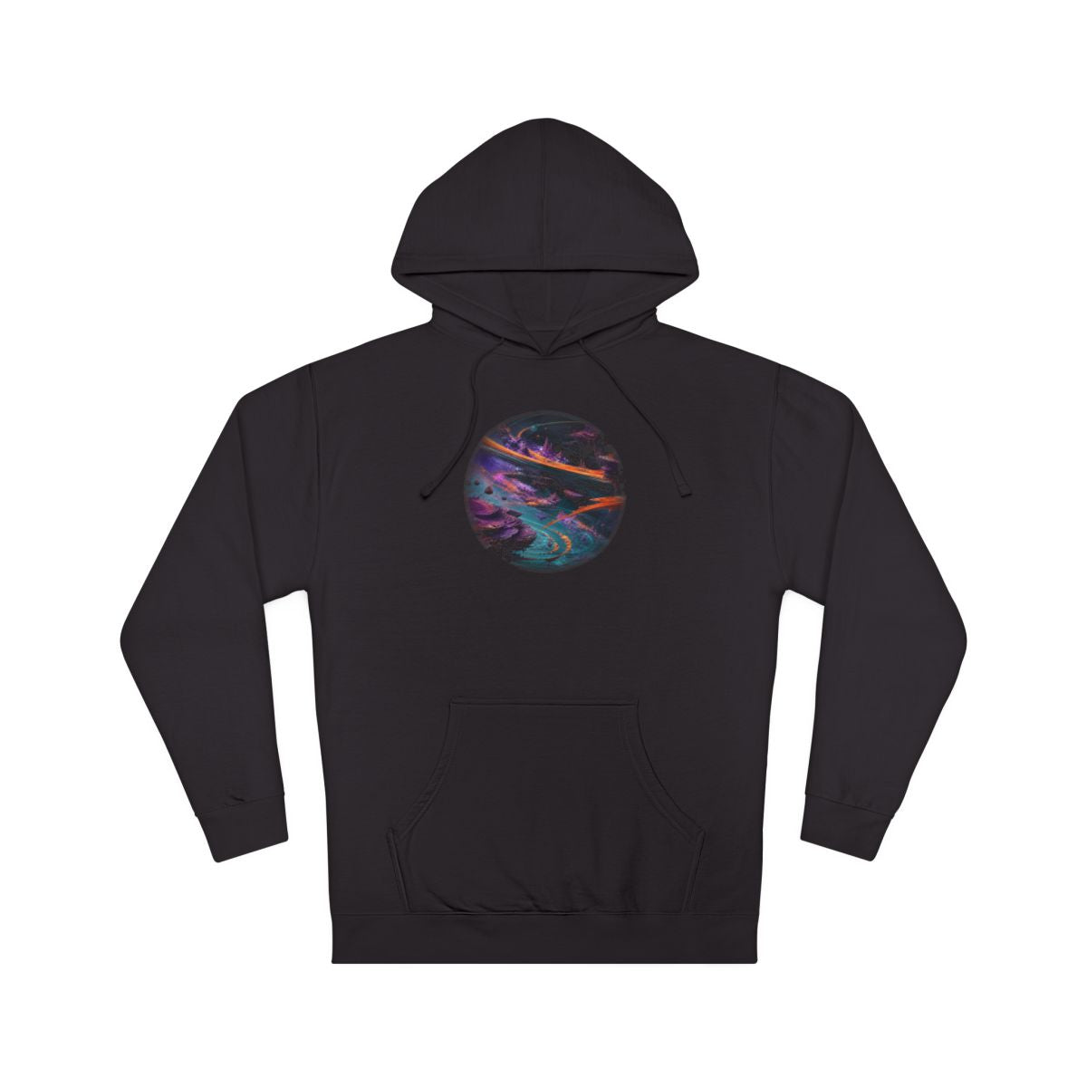 Vermilion Orbital Reef KOSVYRE hoodie product mockup, front view