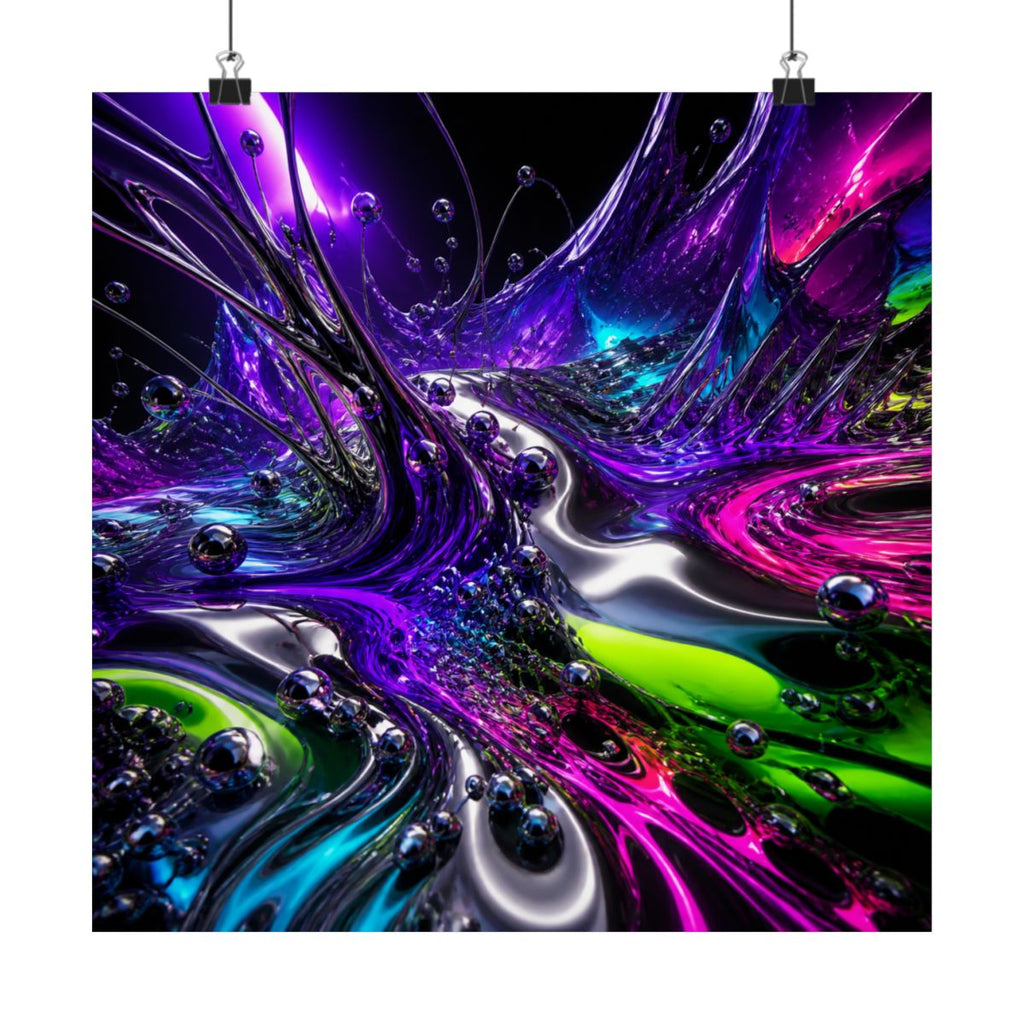 Violet Ferrofluid Garden KOSVYRE art print product mockup, alternate front view