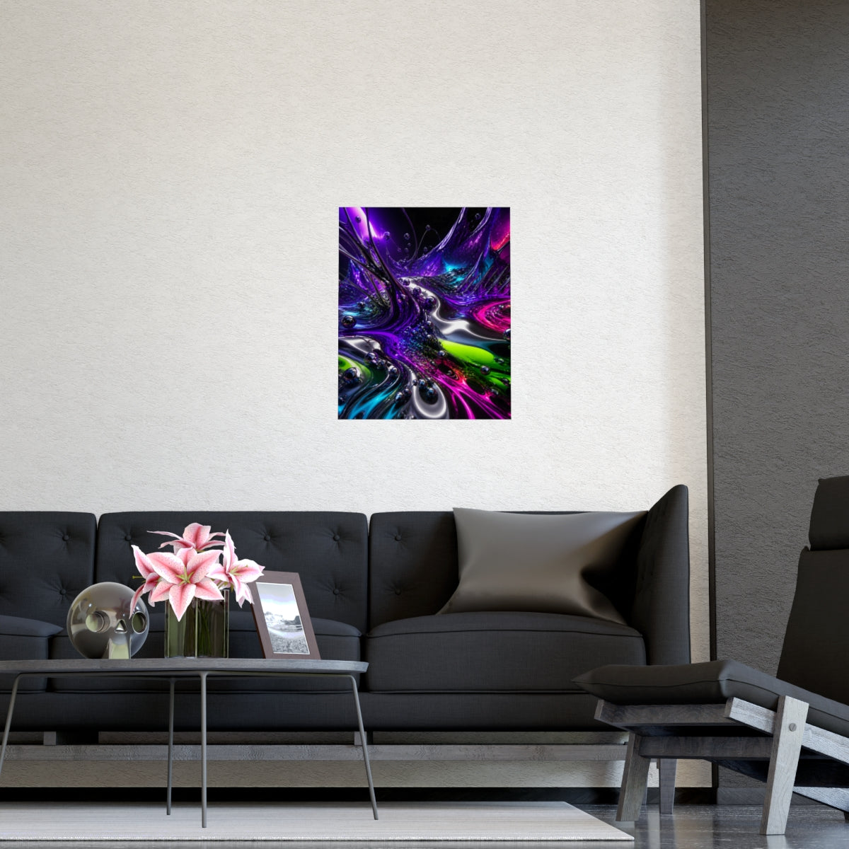 Violet Ferrofluid Garden KOSVYRE poster product mockup, detail view