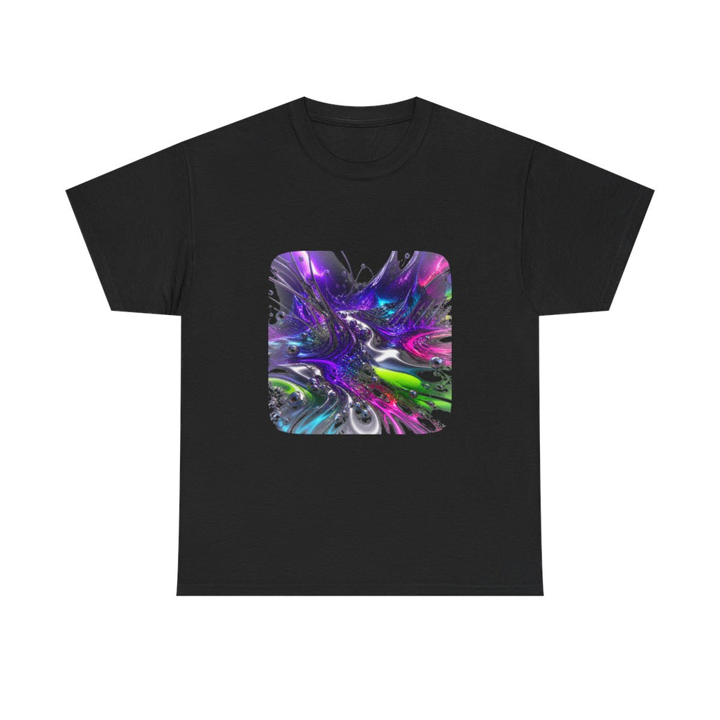 Violet Ferrofluid Garden KOSVYRE graphic tee product mockup, front view